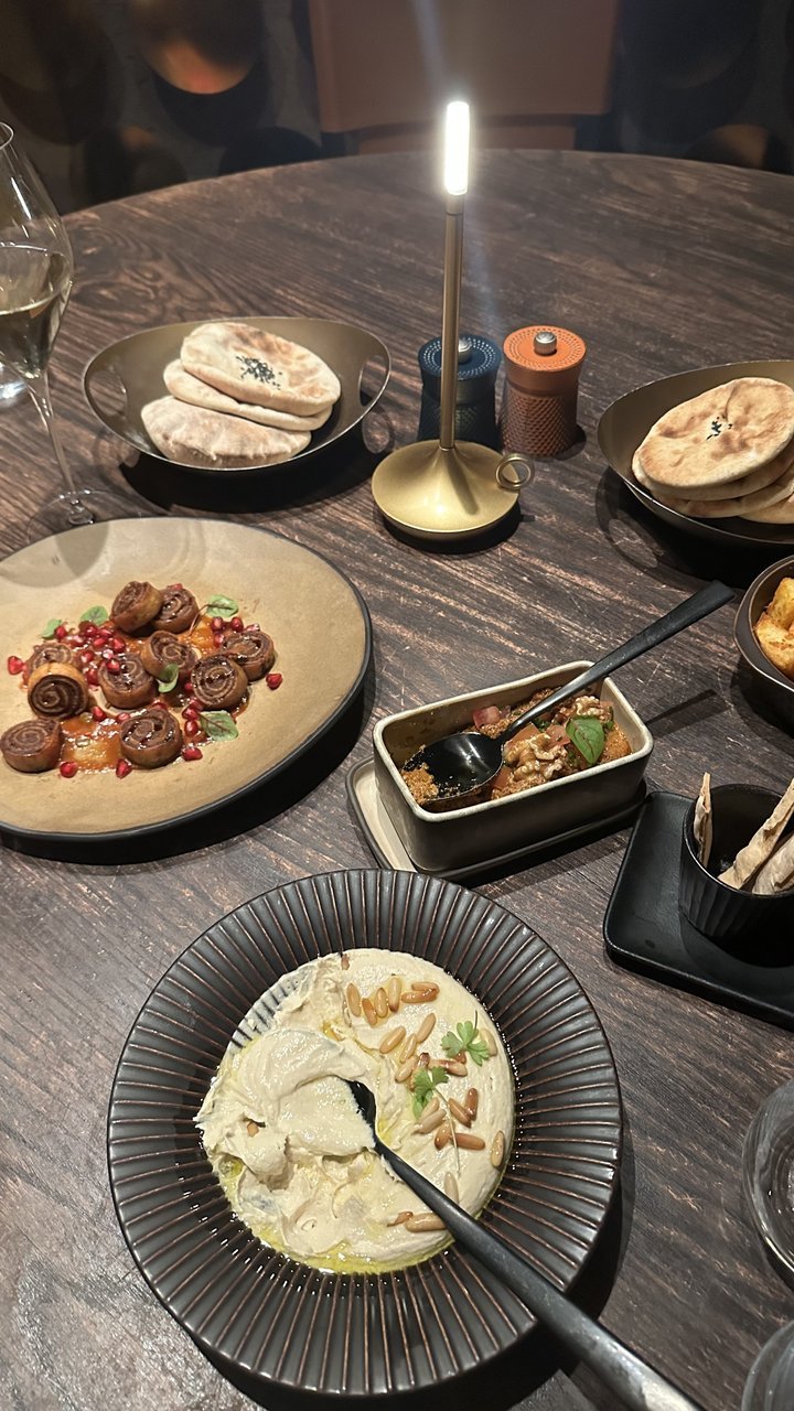Candlelit dinner table flatlay